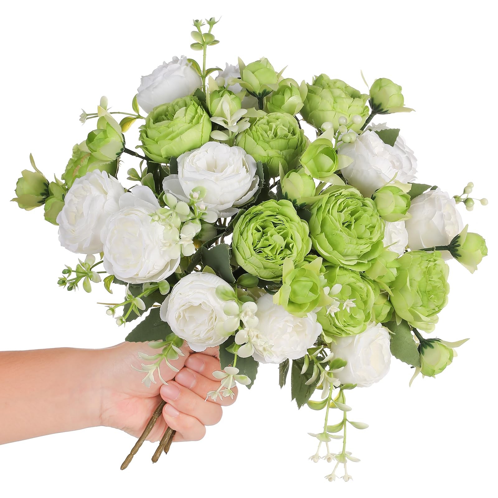 Peony Artificial Flowers 2 Bunches Silk Bouquets for Weddings & Home Decor