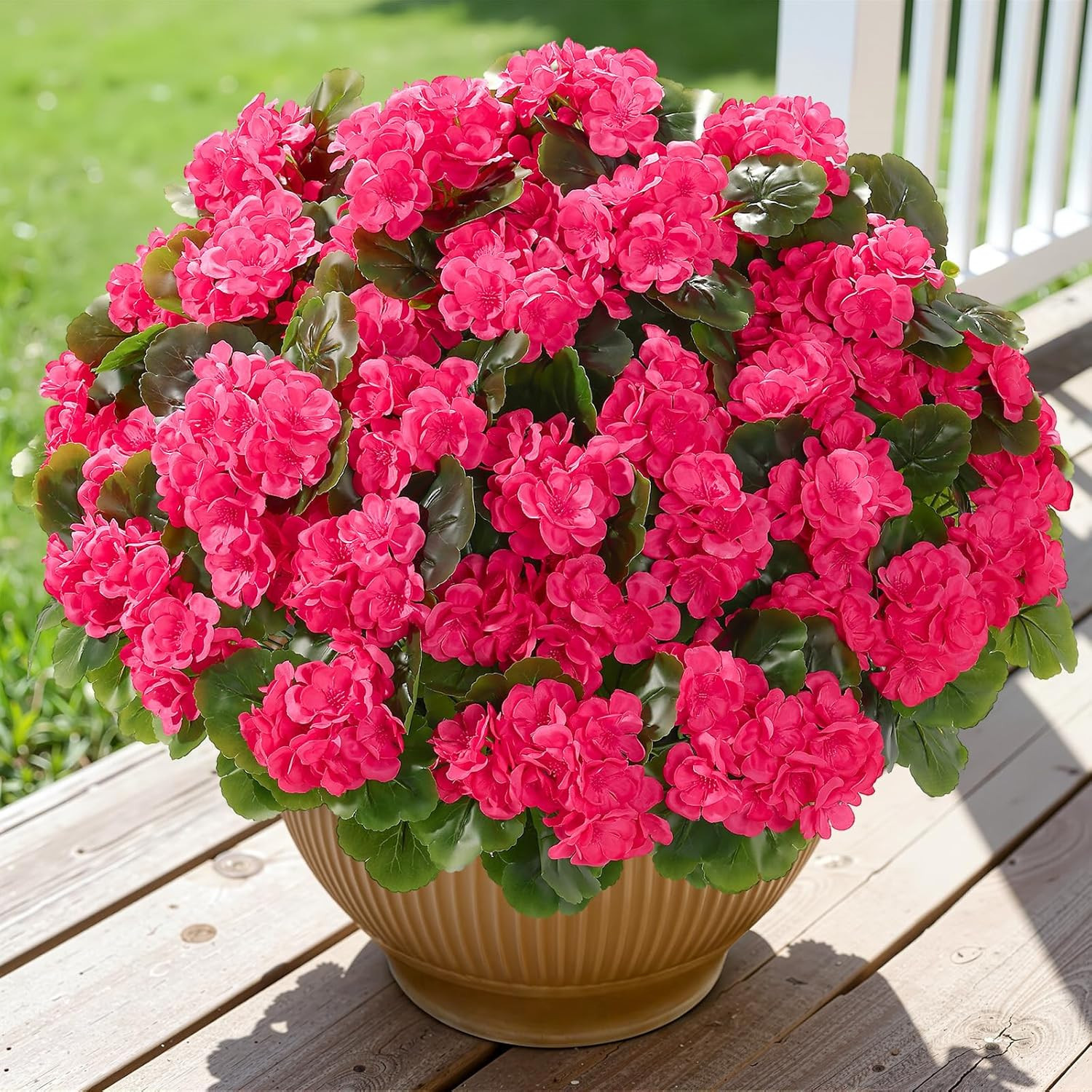 24Pcs Artificial Geranium Flowers for Outdoors Decoration Silk Floral, UV Resist