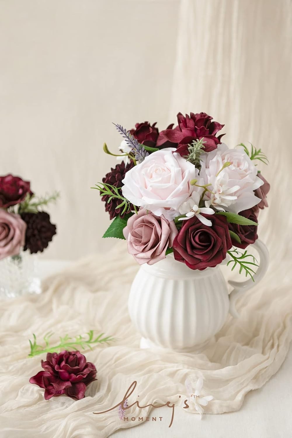 Silk and Foam Faux Flower Combo – 24 pcs for Stunning Event Arrangements