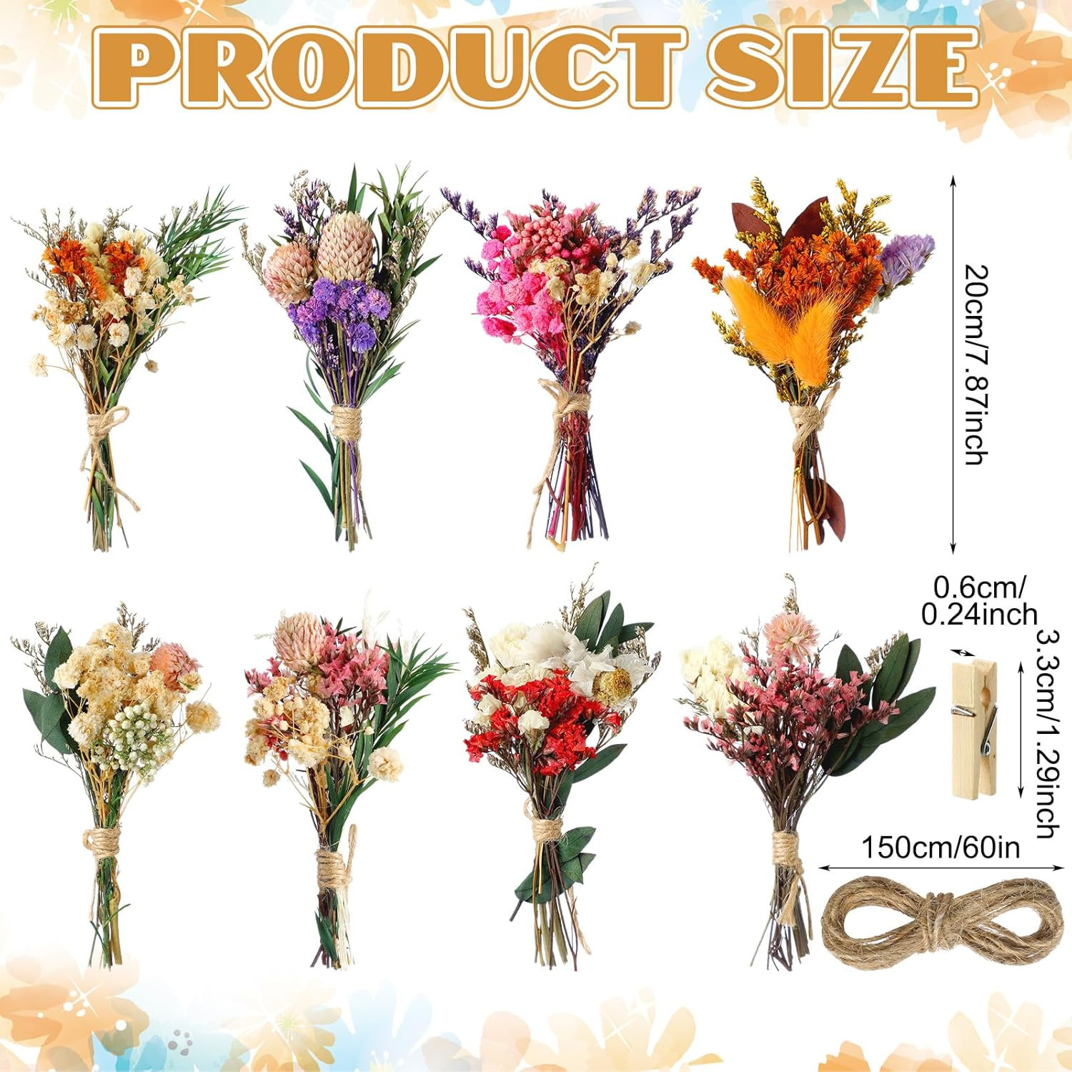 Mini Dried Flower Bouquet Set – Boho Wall Decor for Home and Table