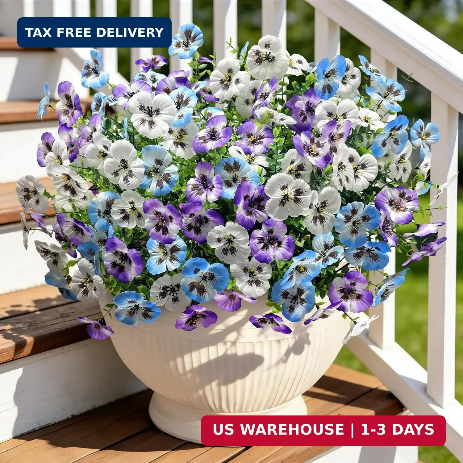 Ouddy Decor 20 Bundles Artificial Pansy Flowers for Outdoors, Fake Silk Flowers