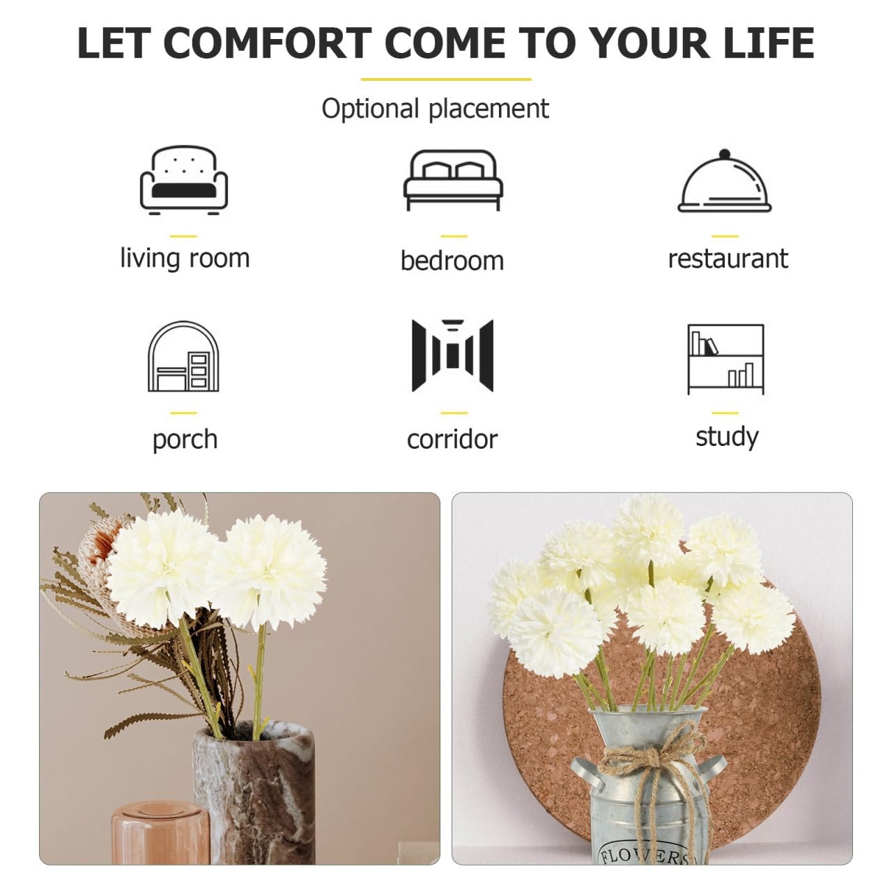 16 Heads Simulated Dandelion Flower Branches Artificial White Dandelion Plant…