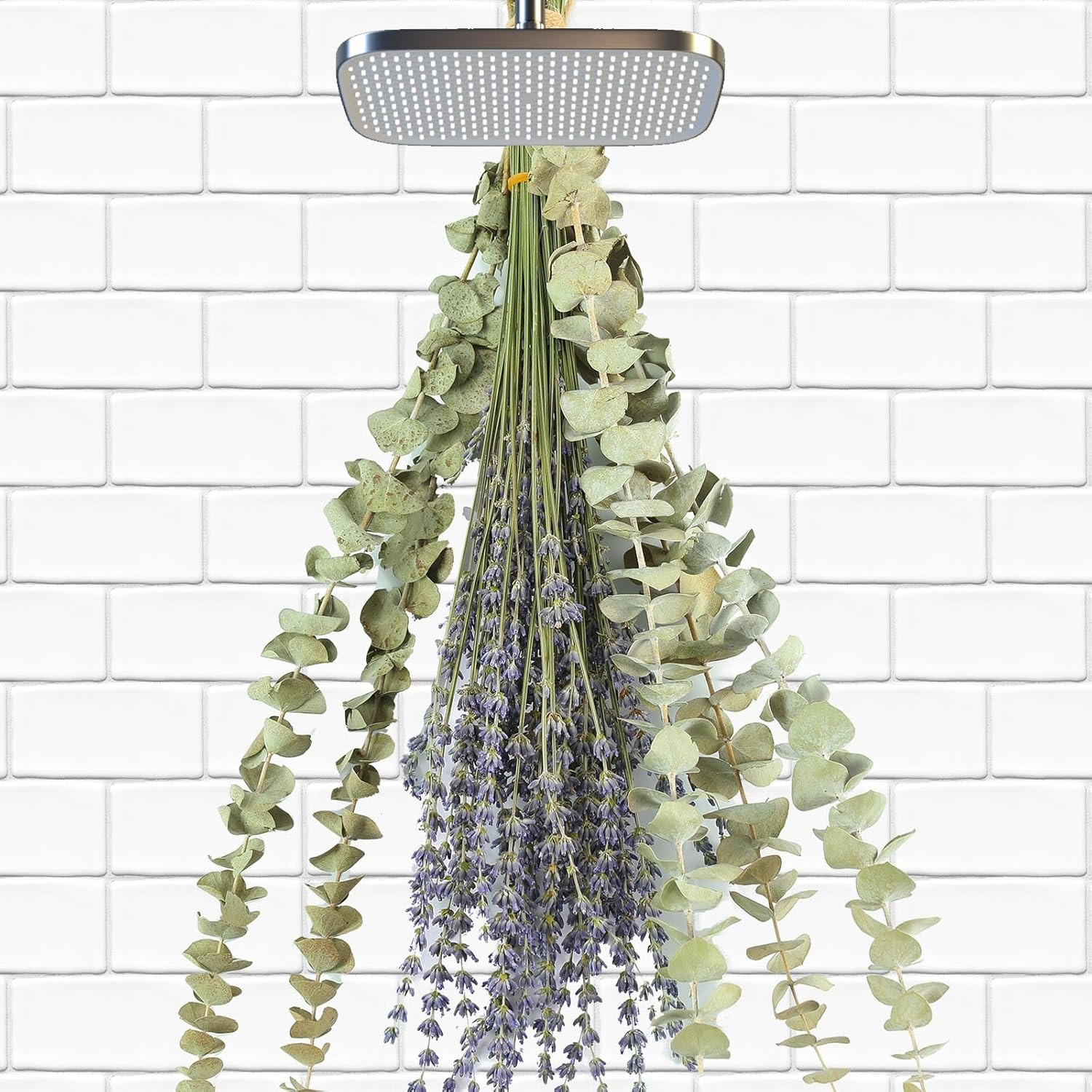 65 PCS Dried Eucalyptus Stems & Lavender Flowers Bundle for Shower, 17” Natural