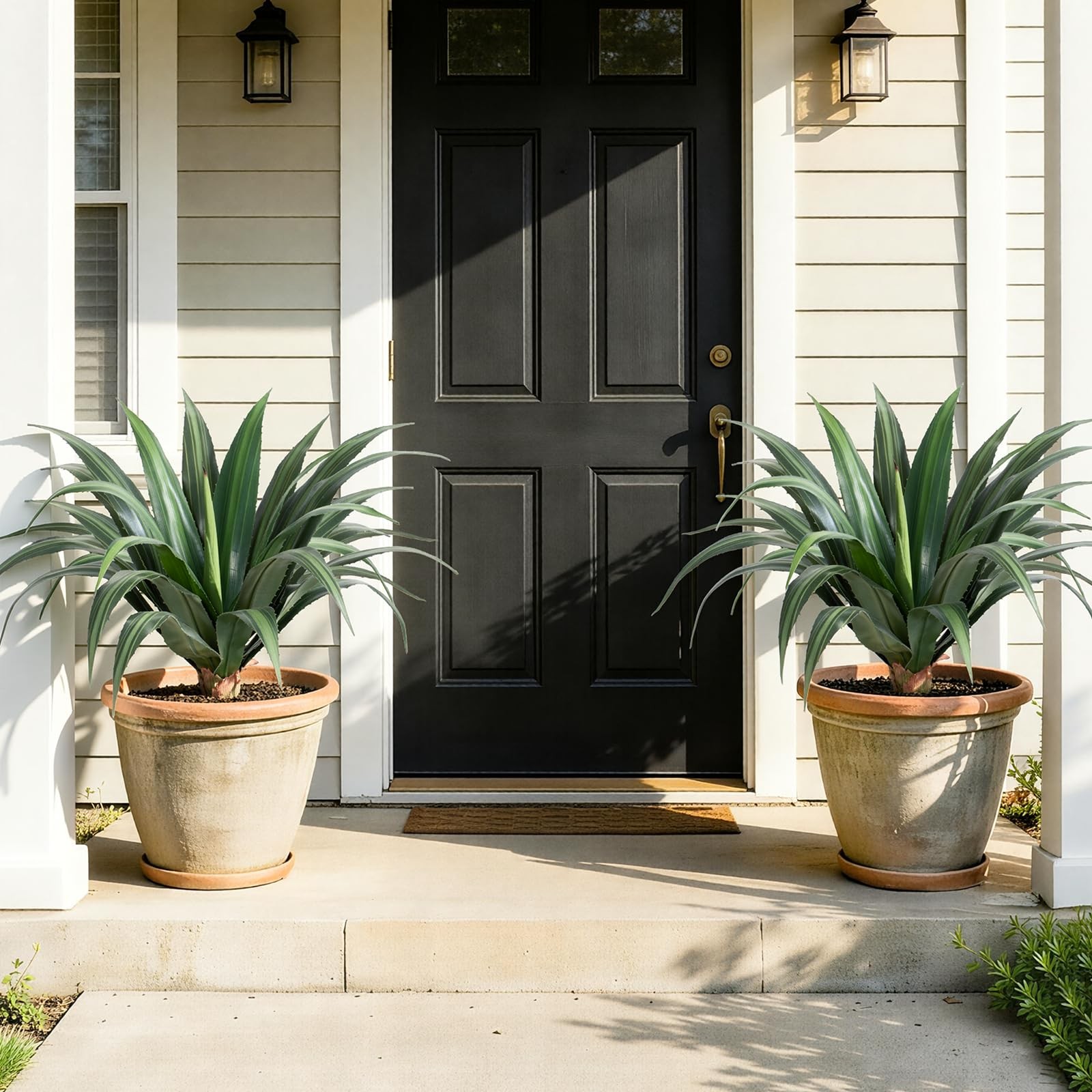 2FT Artificial Spiked Agave Plants Tall,24″Fake Silk UV Resistant Plants with…