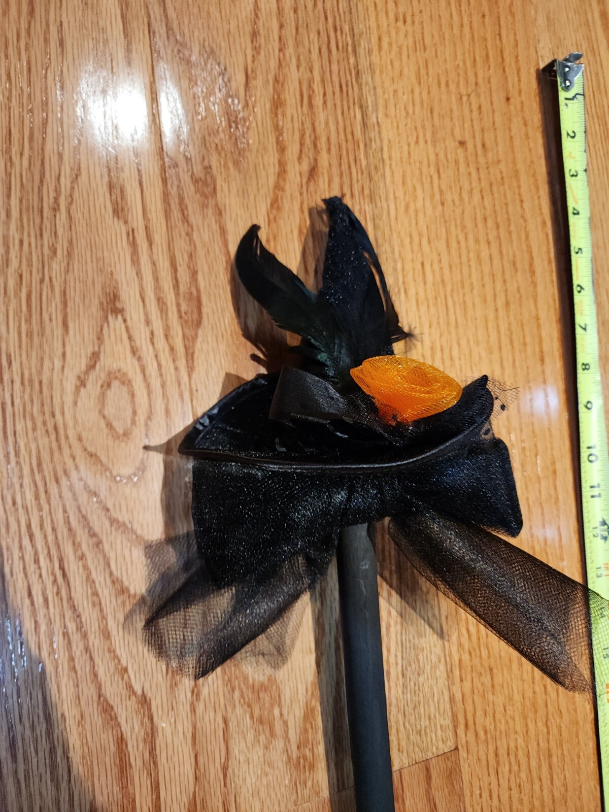 Halloween Decor Witches Broom Black Flowers Ghost Bats 42″ Long Rustic