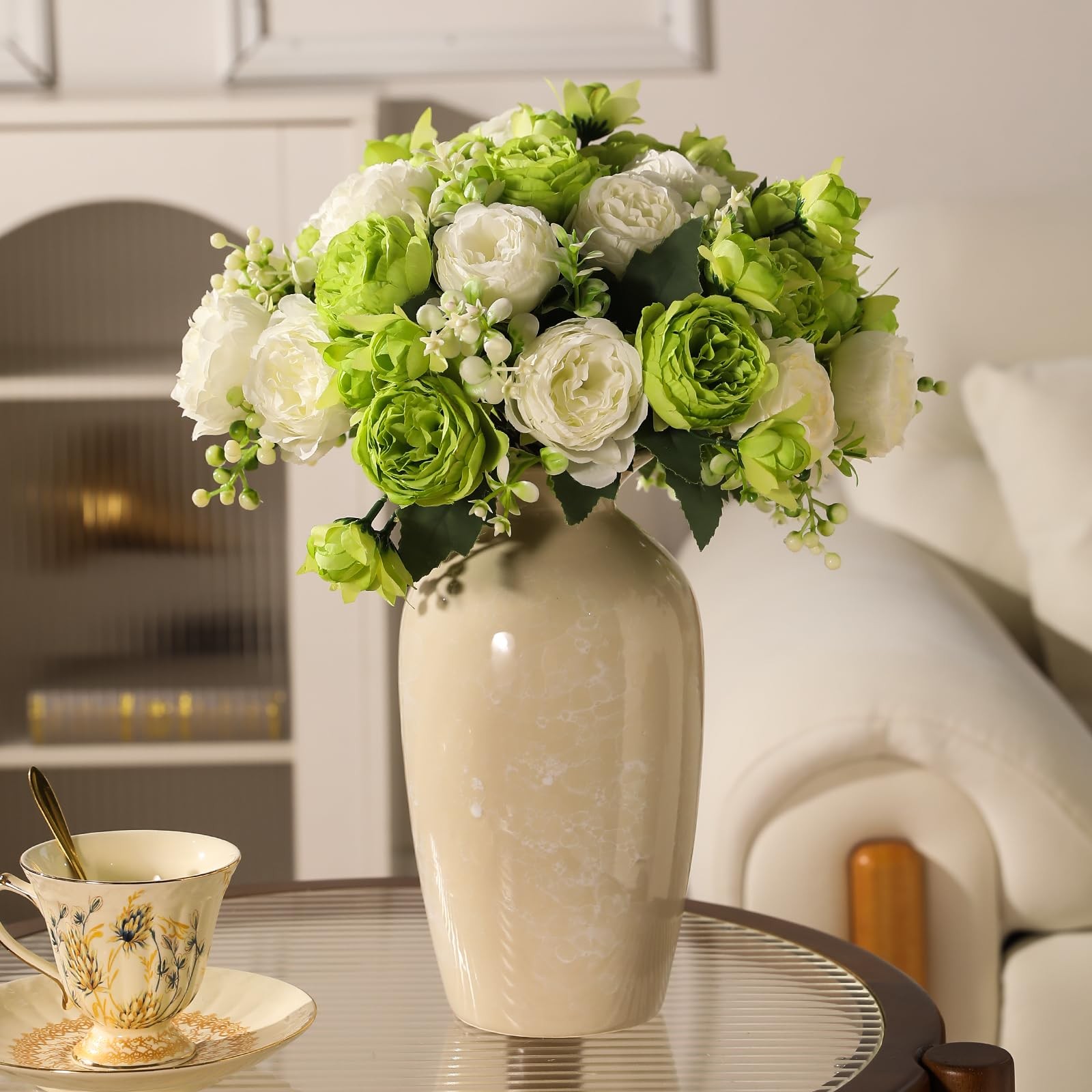 Peony Artificial Flowers 2 Bunches Silk Bouquets for Weddings & Home Decor