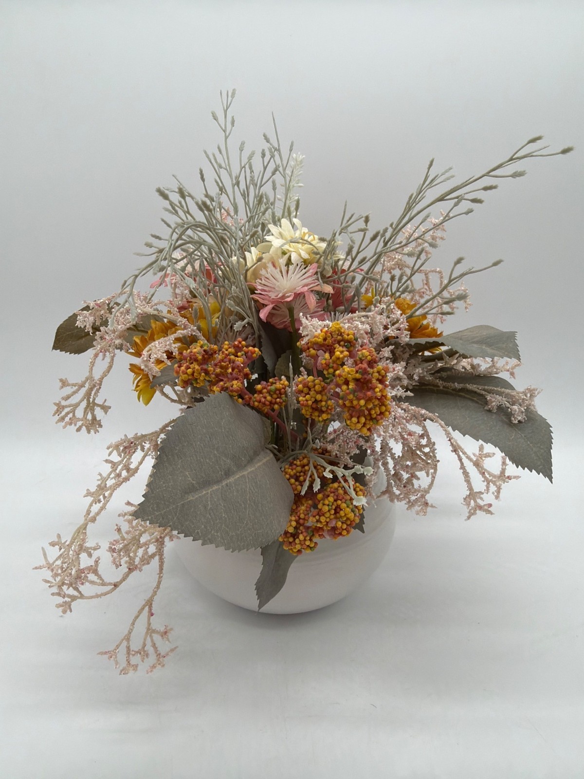 Ashland Sunbaked Artificial Floral Arrangement In White Ceramic Vase Tabletop Dé