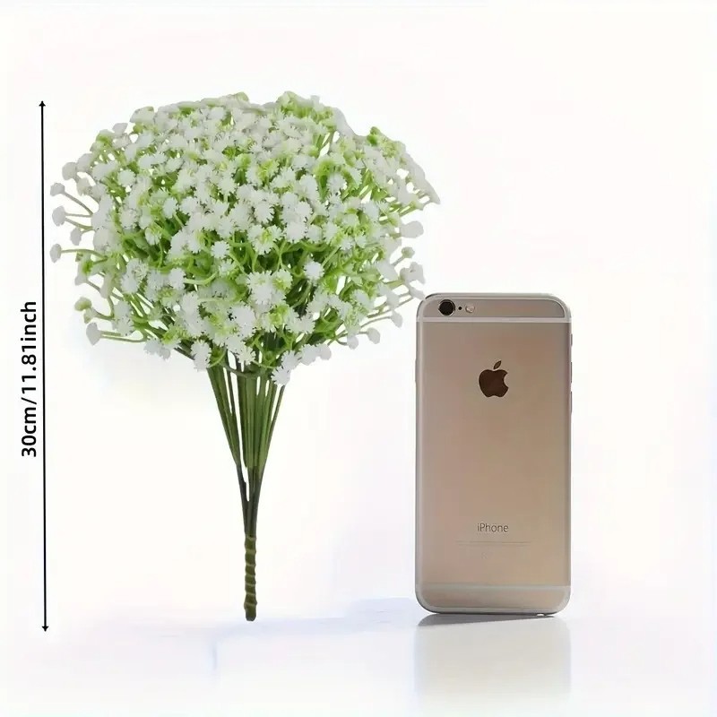 90 Pcs Artificial Baby Breath Flowers, Gypsophila Real Touch, White
