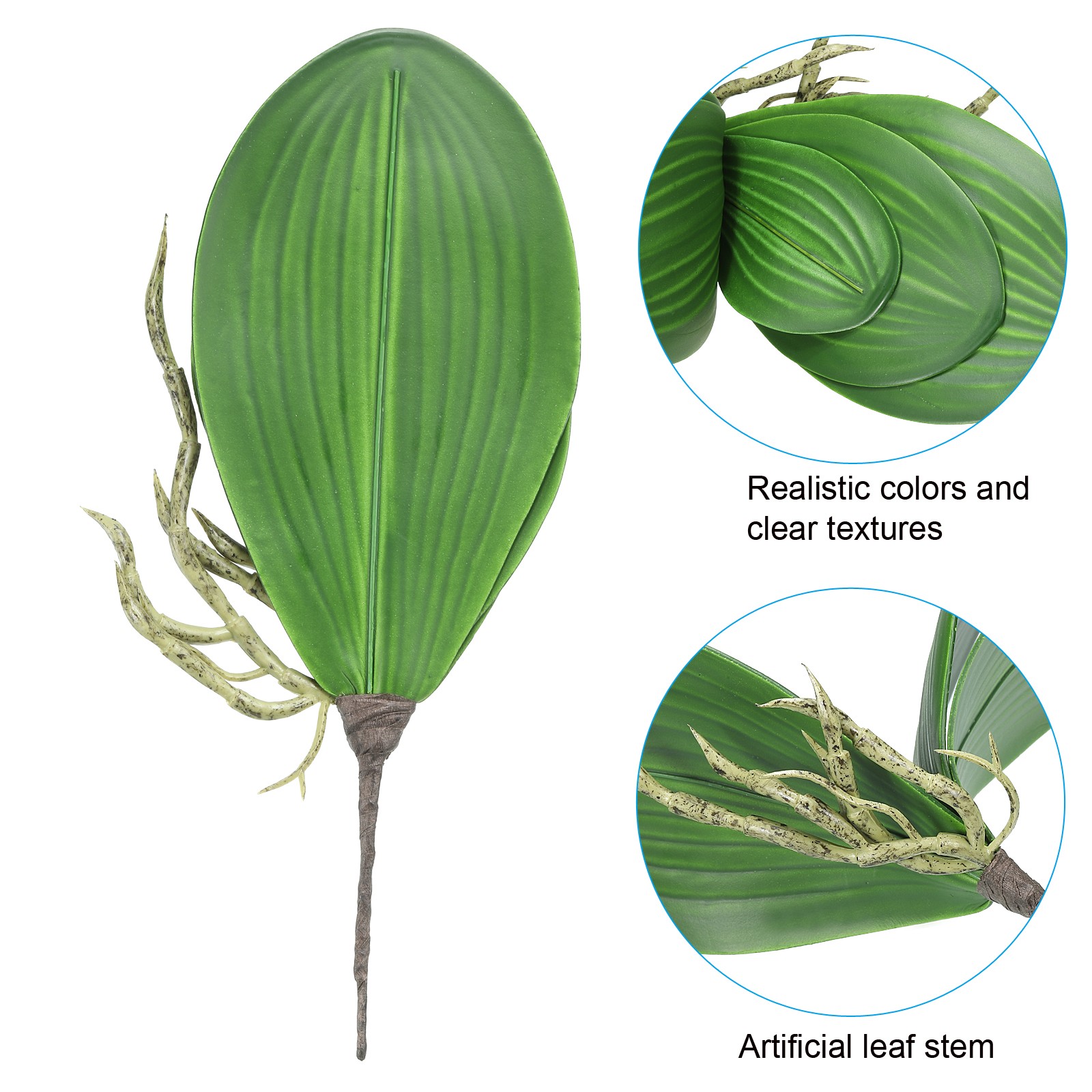 6 Pcs 5.6 Inch Faux Orchid Leaves 5 Petals Artificial Leaf with Stems