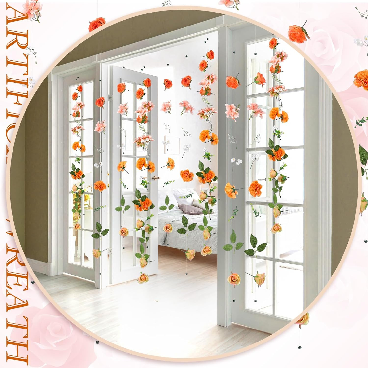 6 Pcs 35.4 Ft Flower Garlands Artificial Wildflower Vines Floral Hanging Backdro