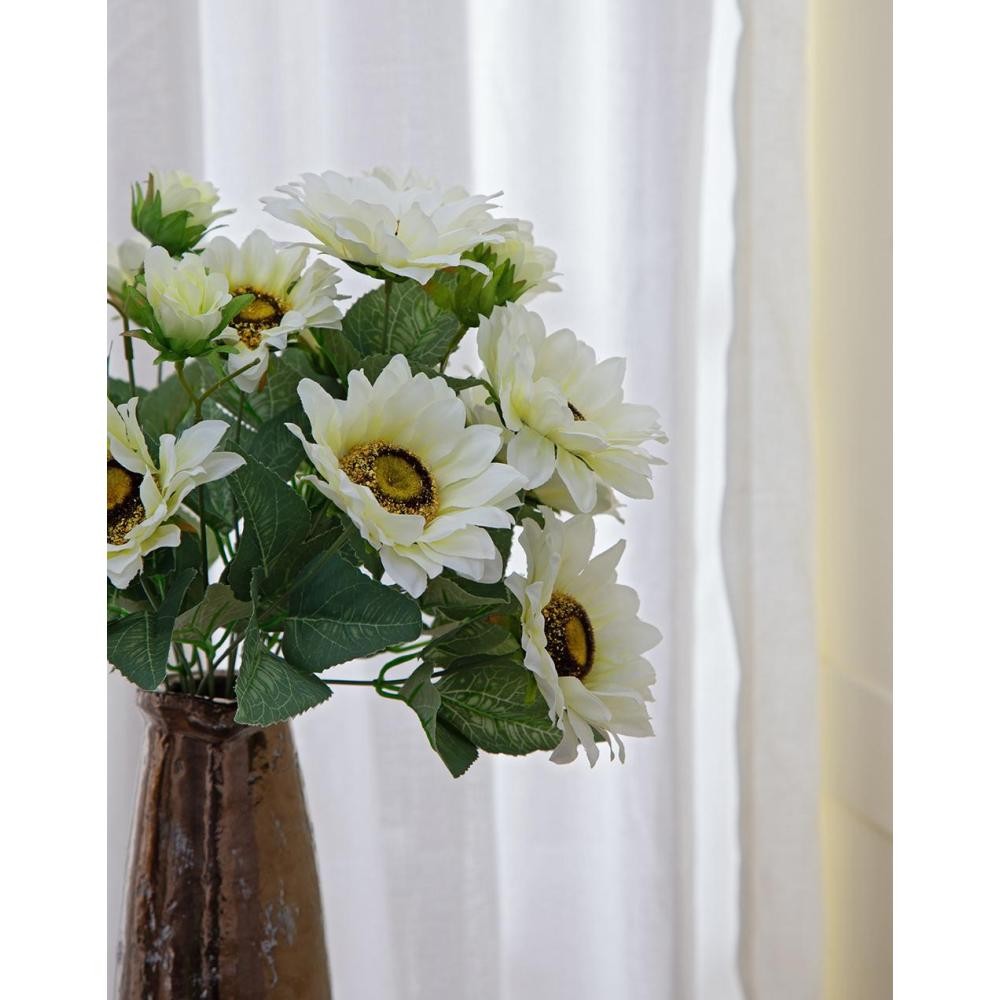 10.2 x 11 x 18.9″H Artificial Cream Sunflower BushX9, 4 Pack