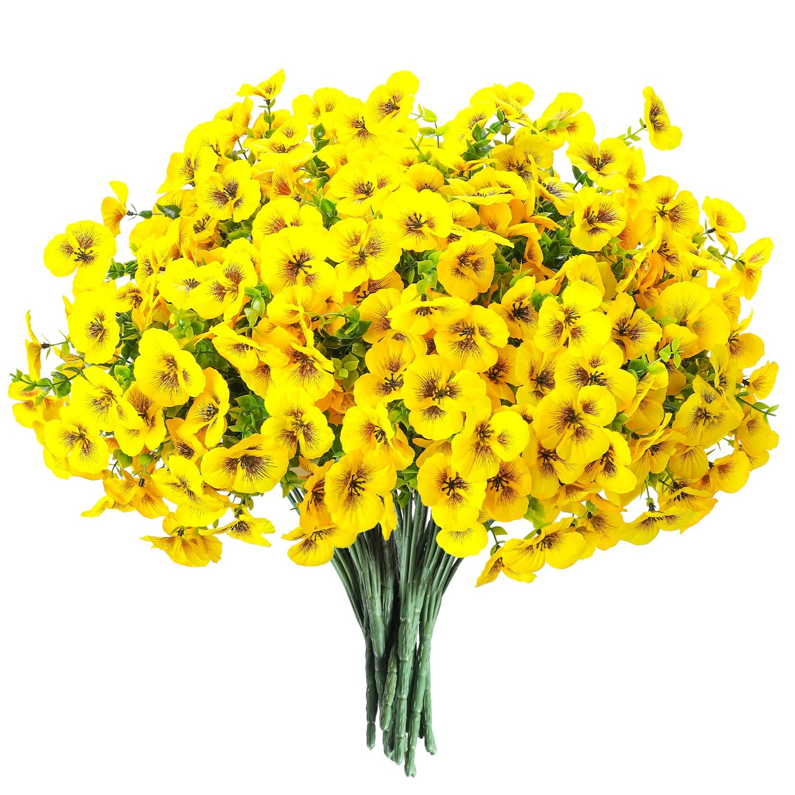 10pcs Outdoor Faux Flowers UV Resistant Artificial Fake Pansies Flowers with …