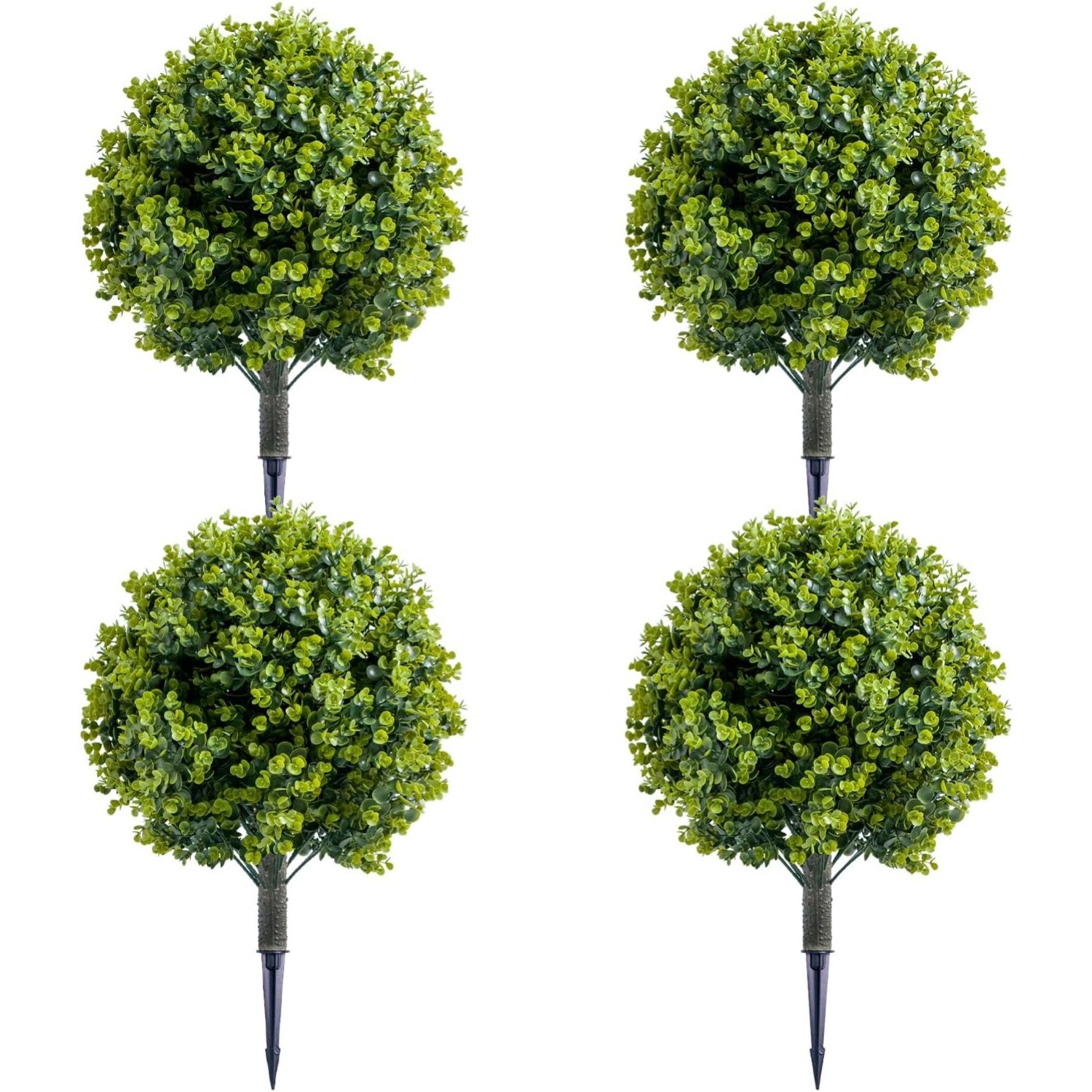 2/4 PCS Artificial Cypress Plant Decor Stakes with Ground Spike Faux Plant Decor