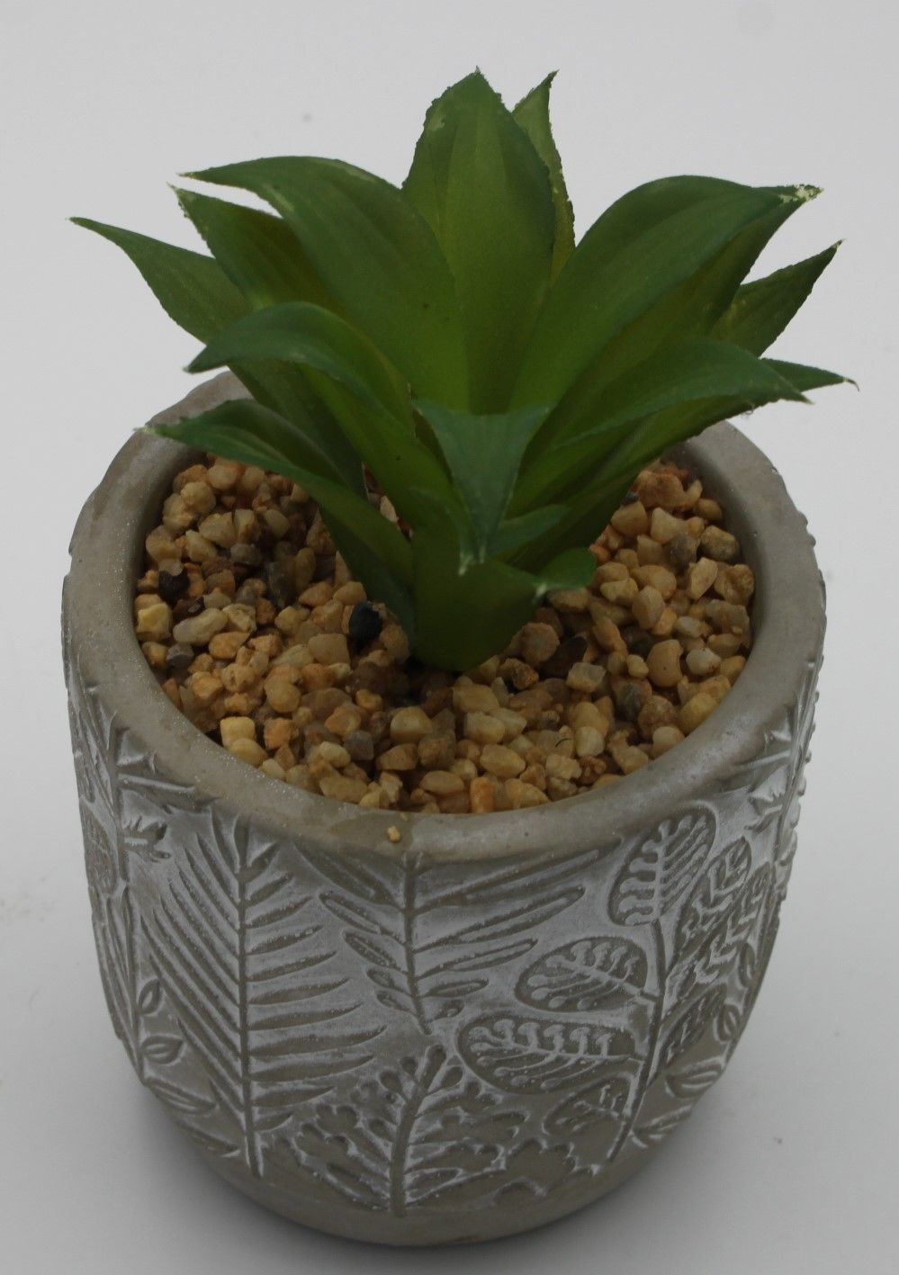 Faux Succulent Plant in 4″ Floral Textured Cement Pot Neutral Tranquility