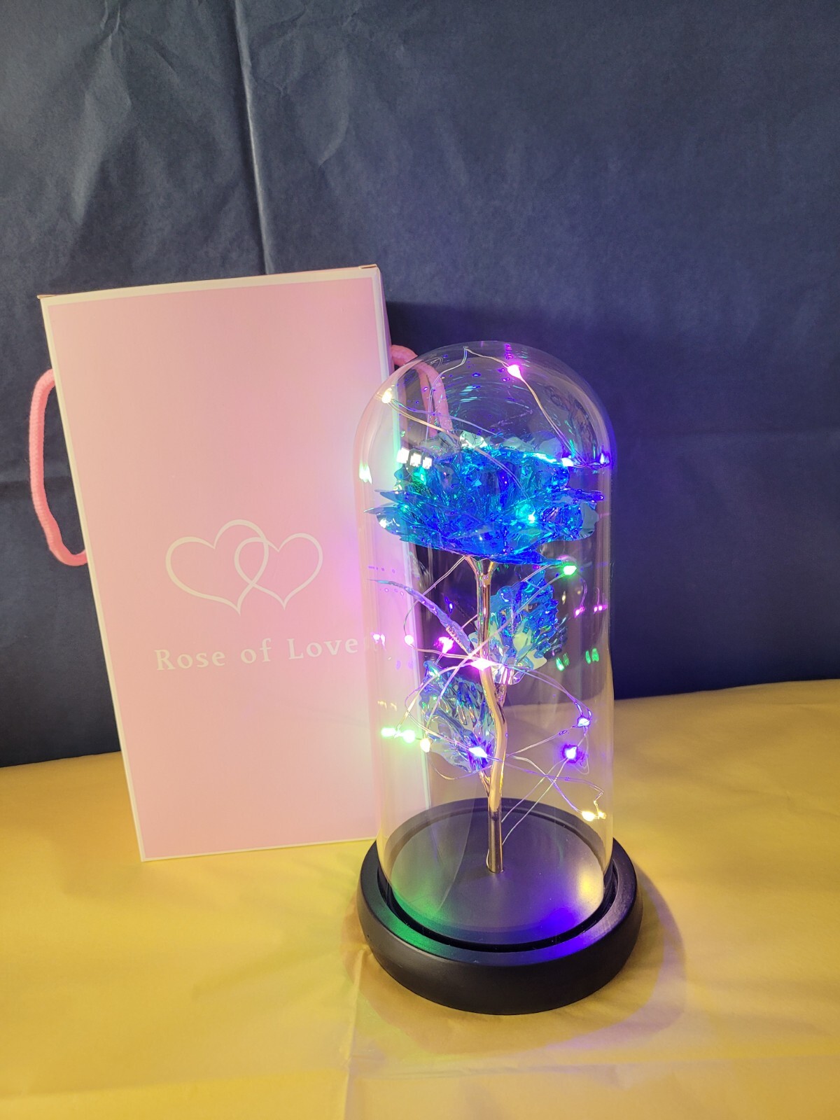 Galaxy Rose in Glass Dome LED Enchanted Flower with gift box ready for Christmas