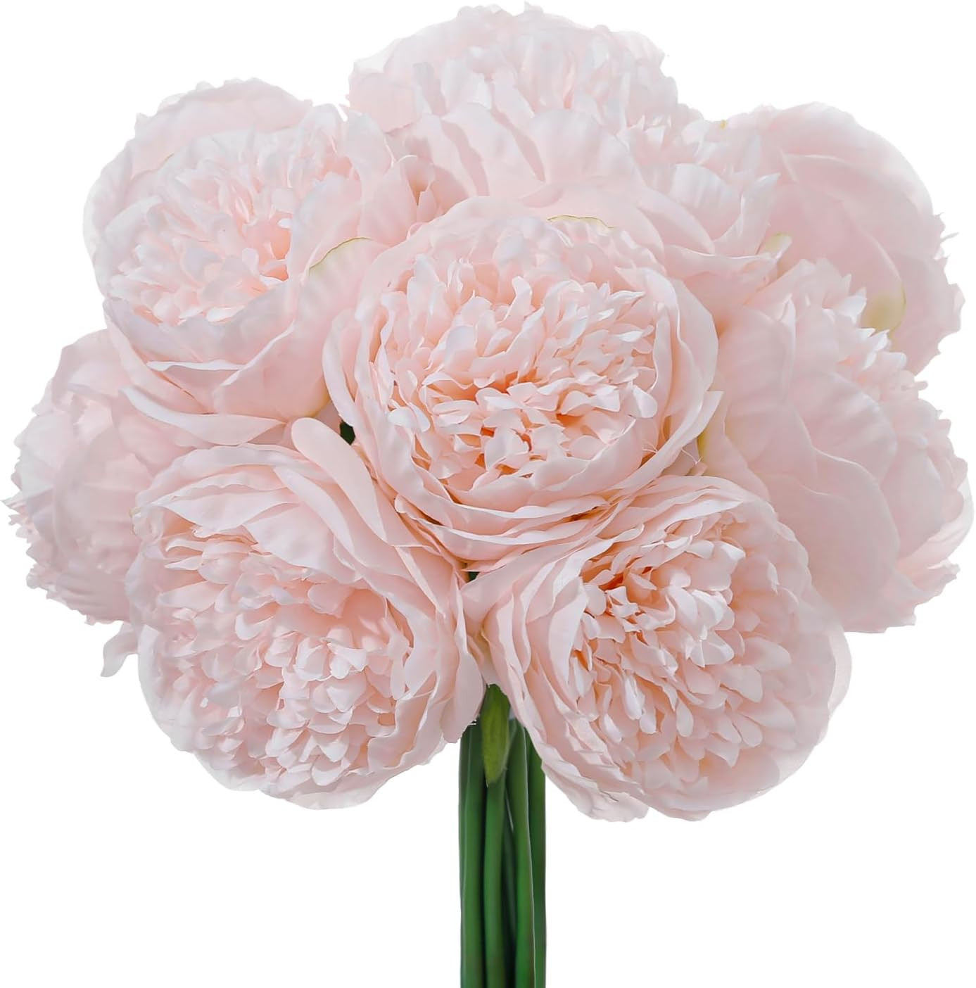 10PCS Pink Realistic Silk Peonies Bouquet, Waterproof & UV Resistant Faux Peony