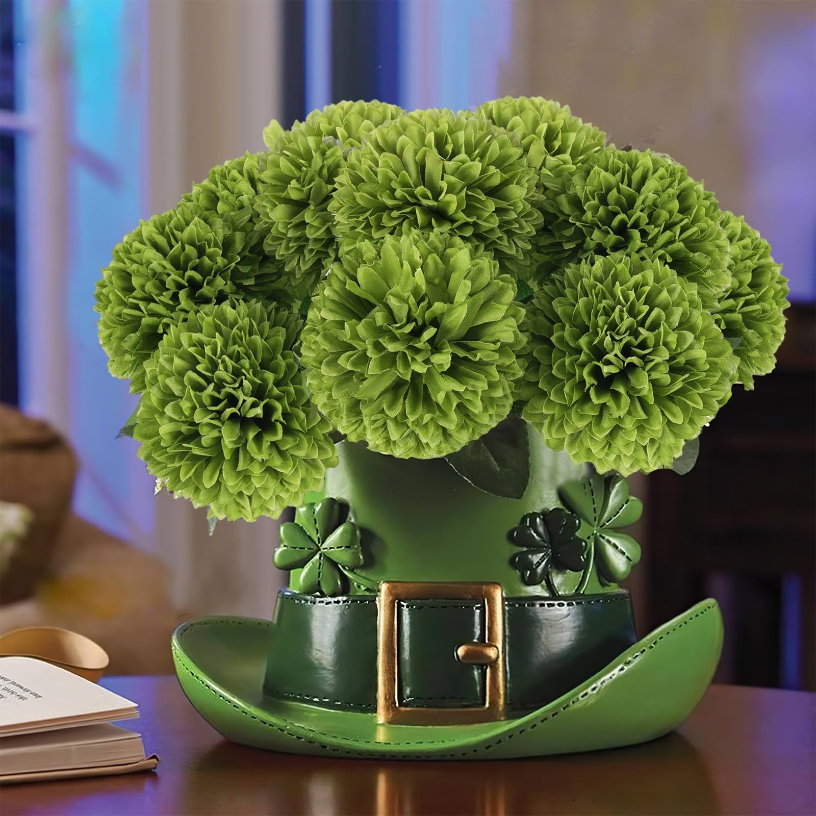 12 Pcs Artificial Chrysanthemums Flowers Flower, Fake Mums Flowers Green Silk…