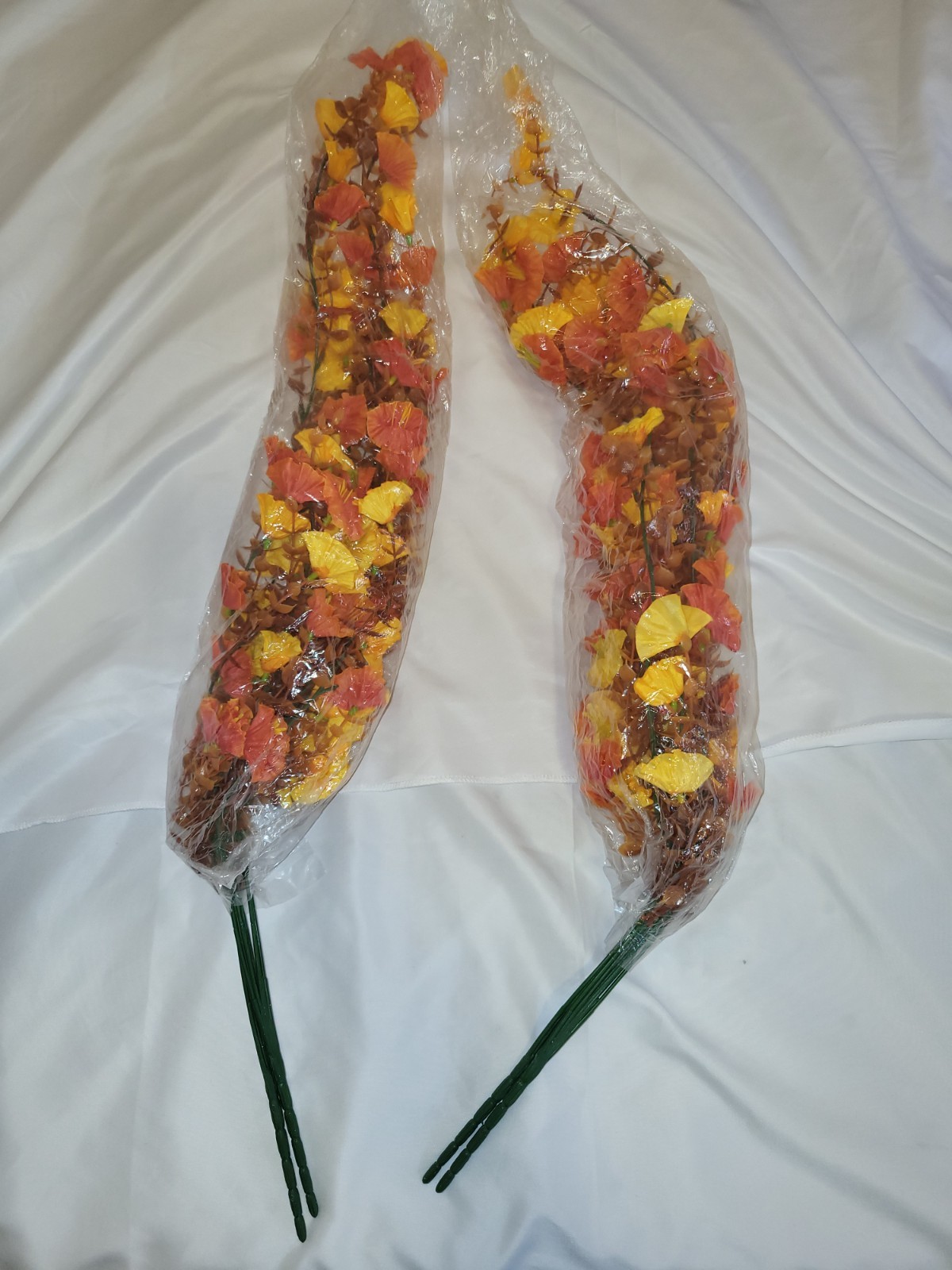 Title: 28″ NIP Artificial Fall Foliage Floral Stems Orange Yellow Autumn Branch