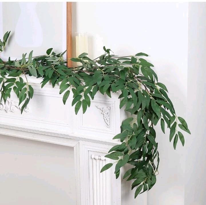RECUTMS Artificial Willow Leaves Vine Twigs 2Pcs 5.9Ft Fake Hanging Ivy…