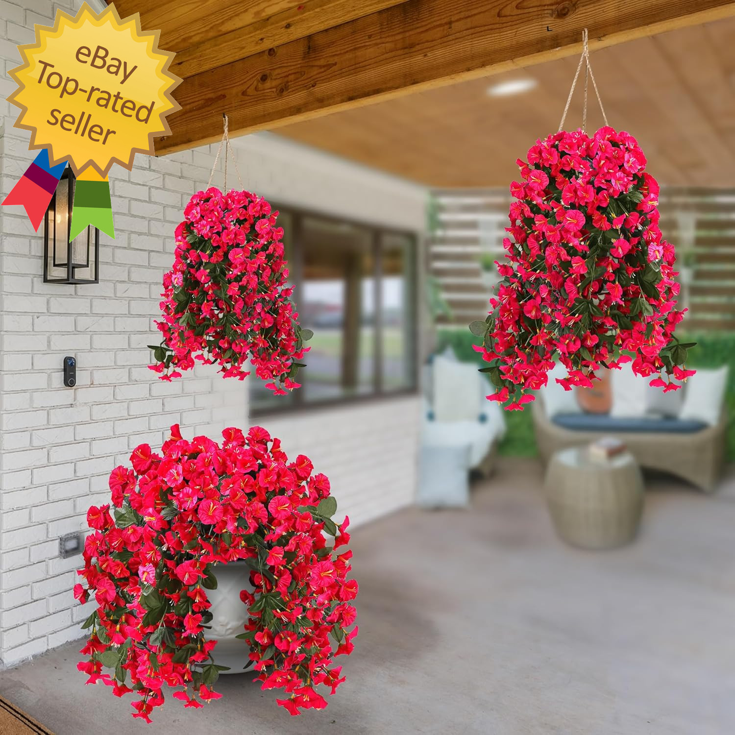 Artificial Fake Hanging Flowers Plants for Outdoor outside Spring Summer Decorat