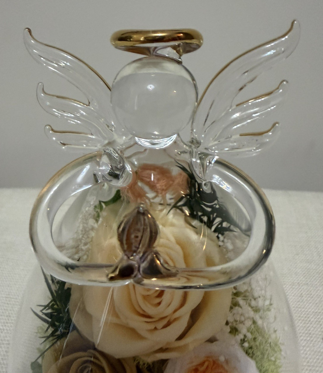 Gifts Women Angel Rose Forever Flower Light Up Glass Figurine
