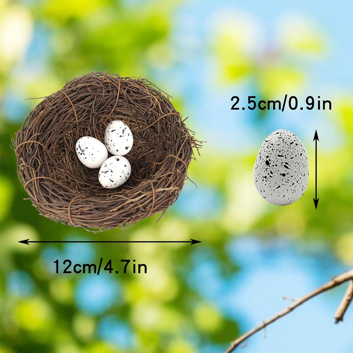 Artificial Birds Nest with Eggs 2 Sets Large Decorative Rattan Birds Nest 4.7Inc