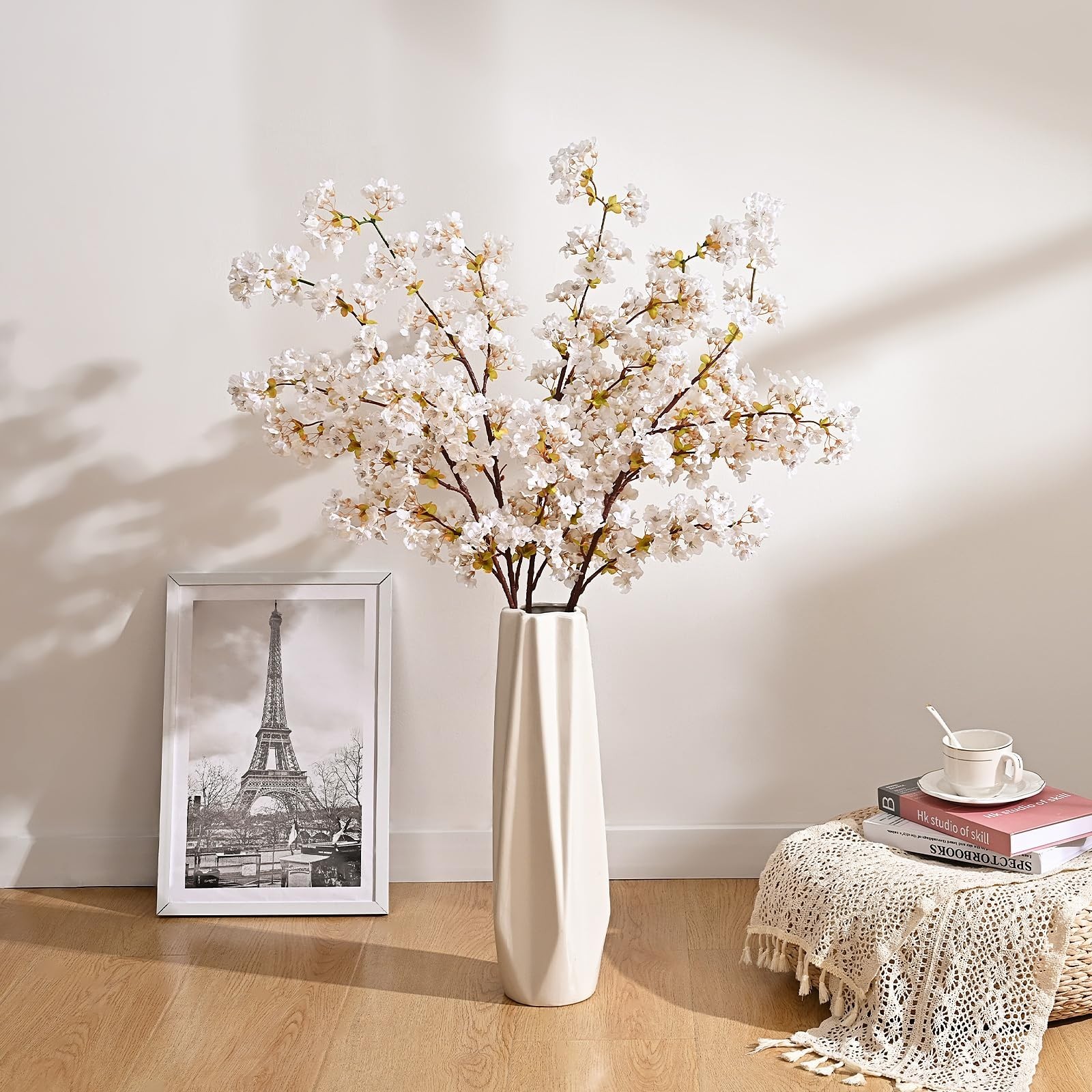 Artificial Cherry Blossom Branches – Faux Flower Stems for Wedding & Home Decor,