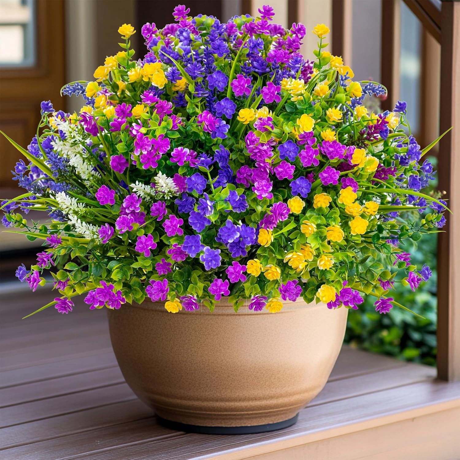 Lifelike Outdoor Faux Flower Bundles – 12 Colorful, UV Resistant Picks