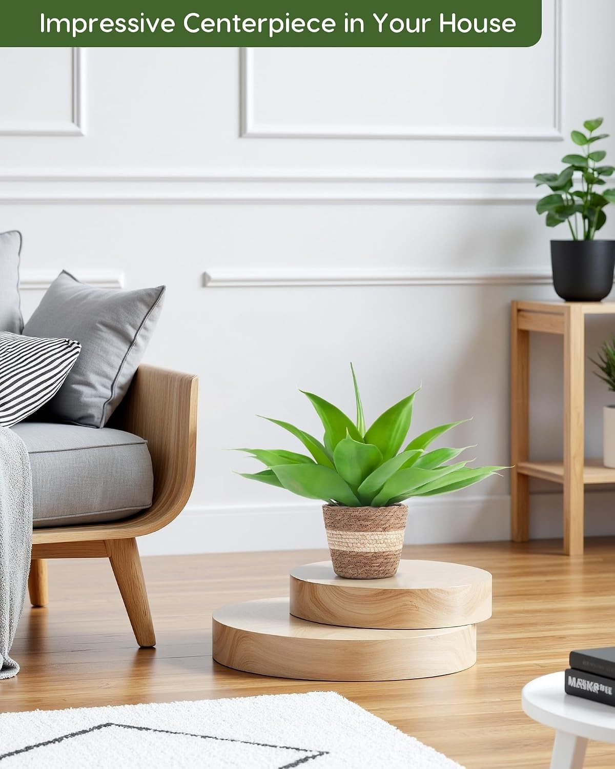 Fake Agave with Rattan Pot, Artificial Plant Outdoor Agave – Fake Sucuulents …