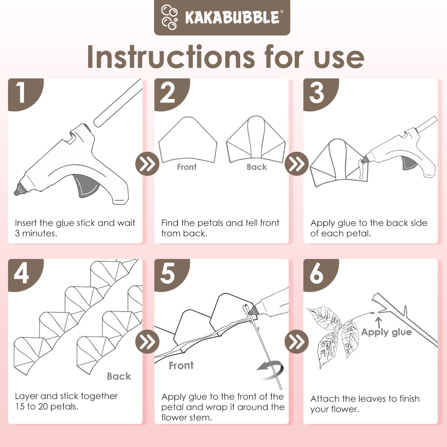 KAKABUBBLE 300PCS DIY Rose Petal Kit with Glue Gun, Sticks & Leafy Stems | Ha…