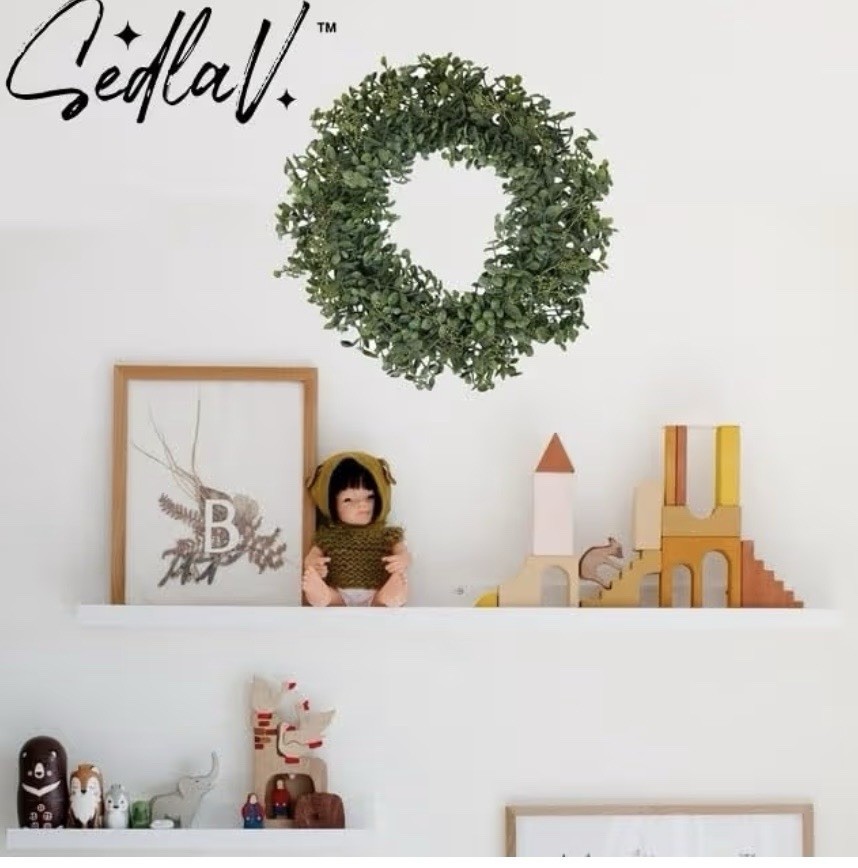SEDLAV 18-Inch Indoor Artificial Boxwood Plant Wreath-Indoor Boxwood Wreath