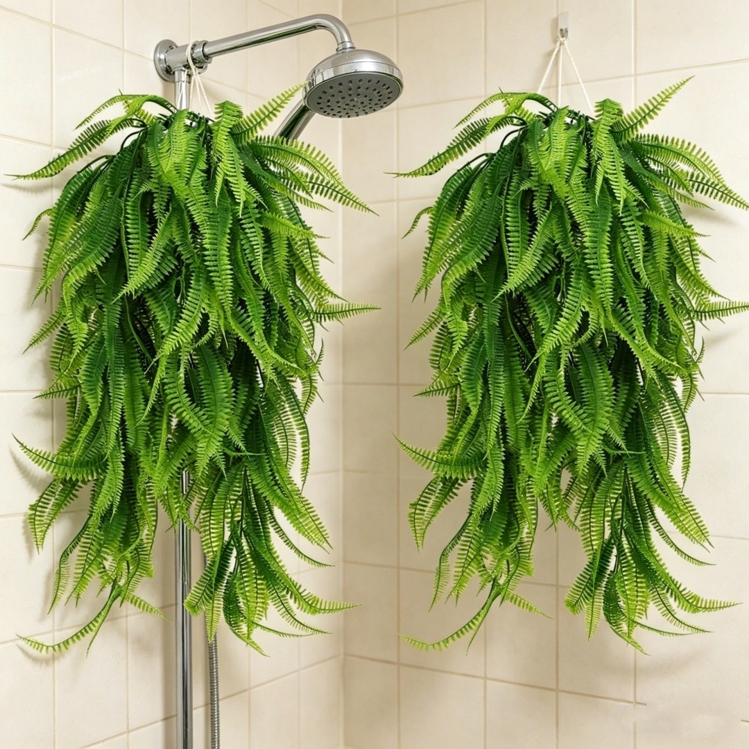 2Pc Artificial Hanging Plant Flower Fake Fern Garland Outdoor Home Wedding Decor