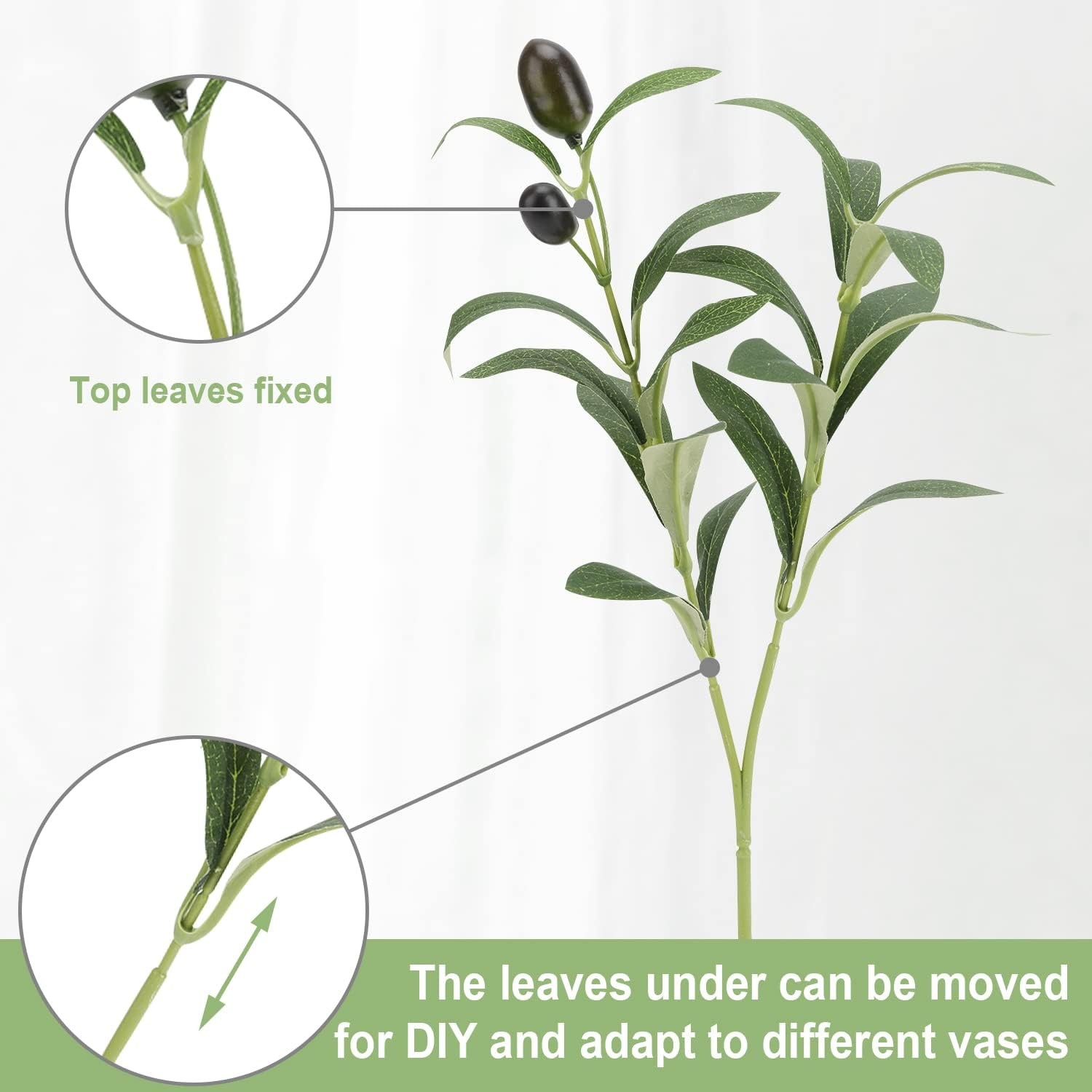 10pcs Faux Olive Leaves Stems 10â€ Tall Artificial Plants Olive Tree Branches