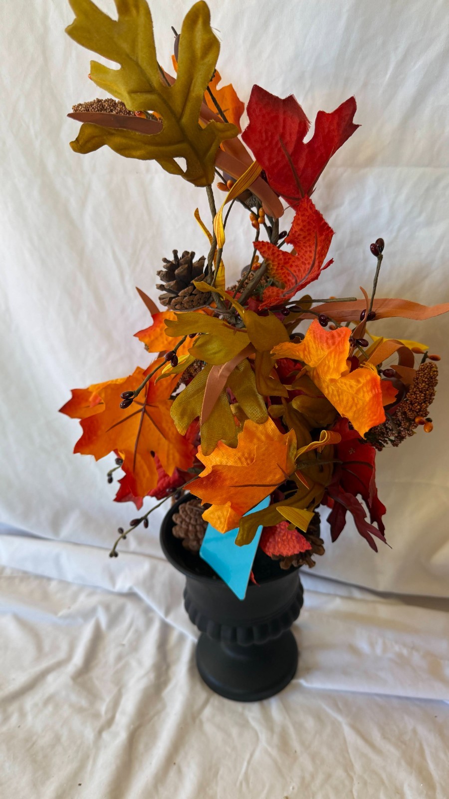 New Glitzhome 24″H Fall Maple Leaf Urn Table Tree