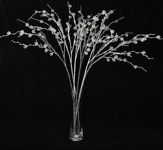 Set of 6 Silver 31″ Stems Accented with Clear Acrylic Beads
