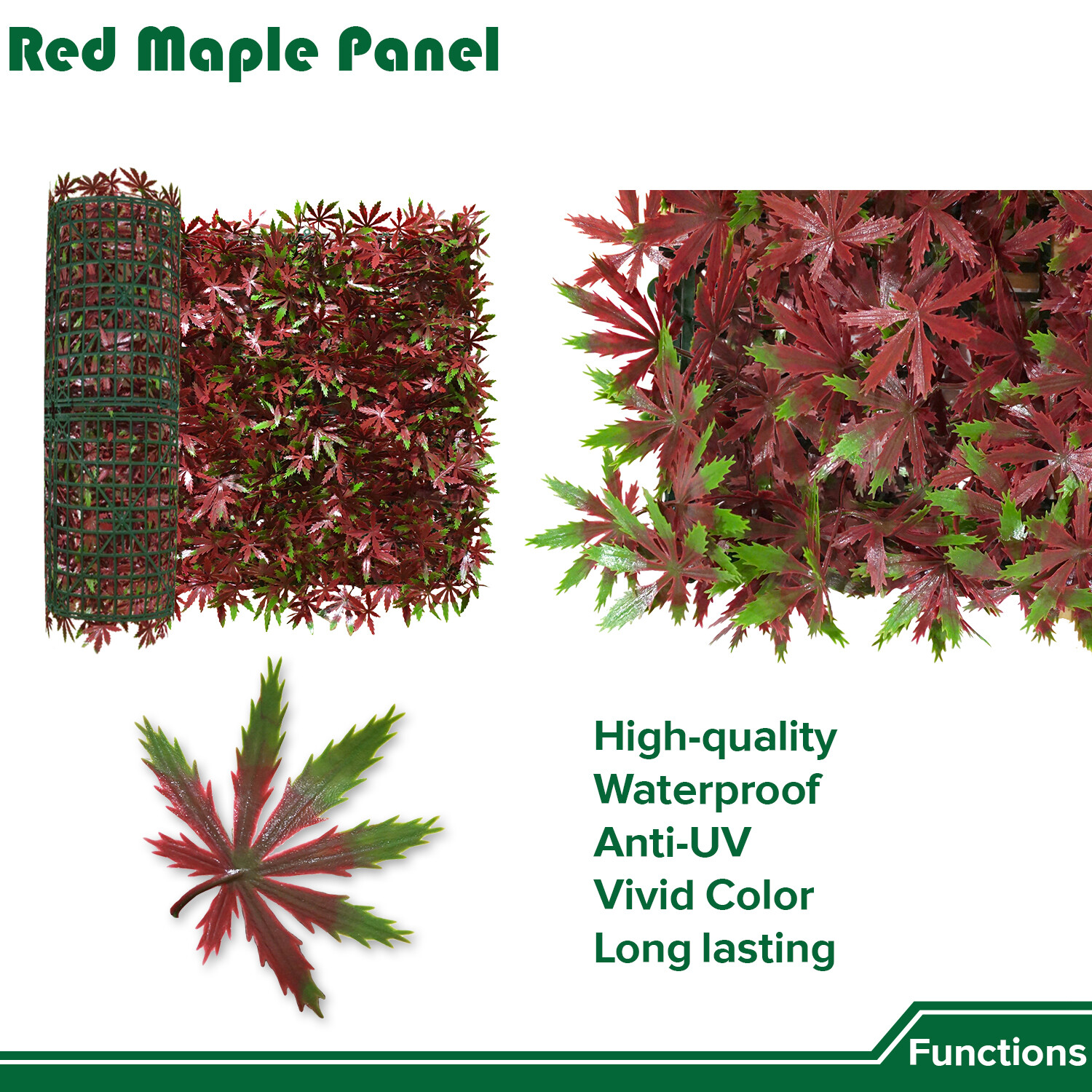 20″ Artificial Faux Red Maple Leaf Grass Mats Home Hedge Festival Decor
