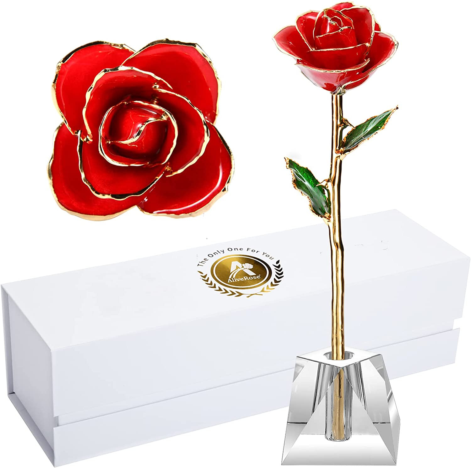 Valentines Day Gift Rose, Long Stem Rose Made from 24K Gold Dipped Real Rose Gif