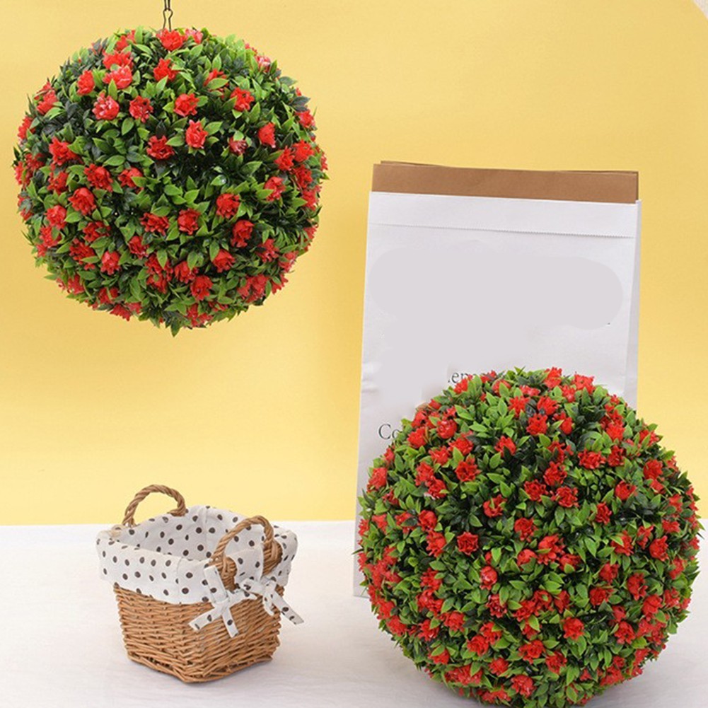 Set of 2 Faux Plant Balls Artificial Flower Balls 25cm for Hanging Decoration