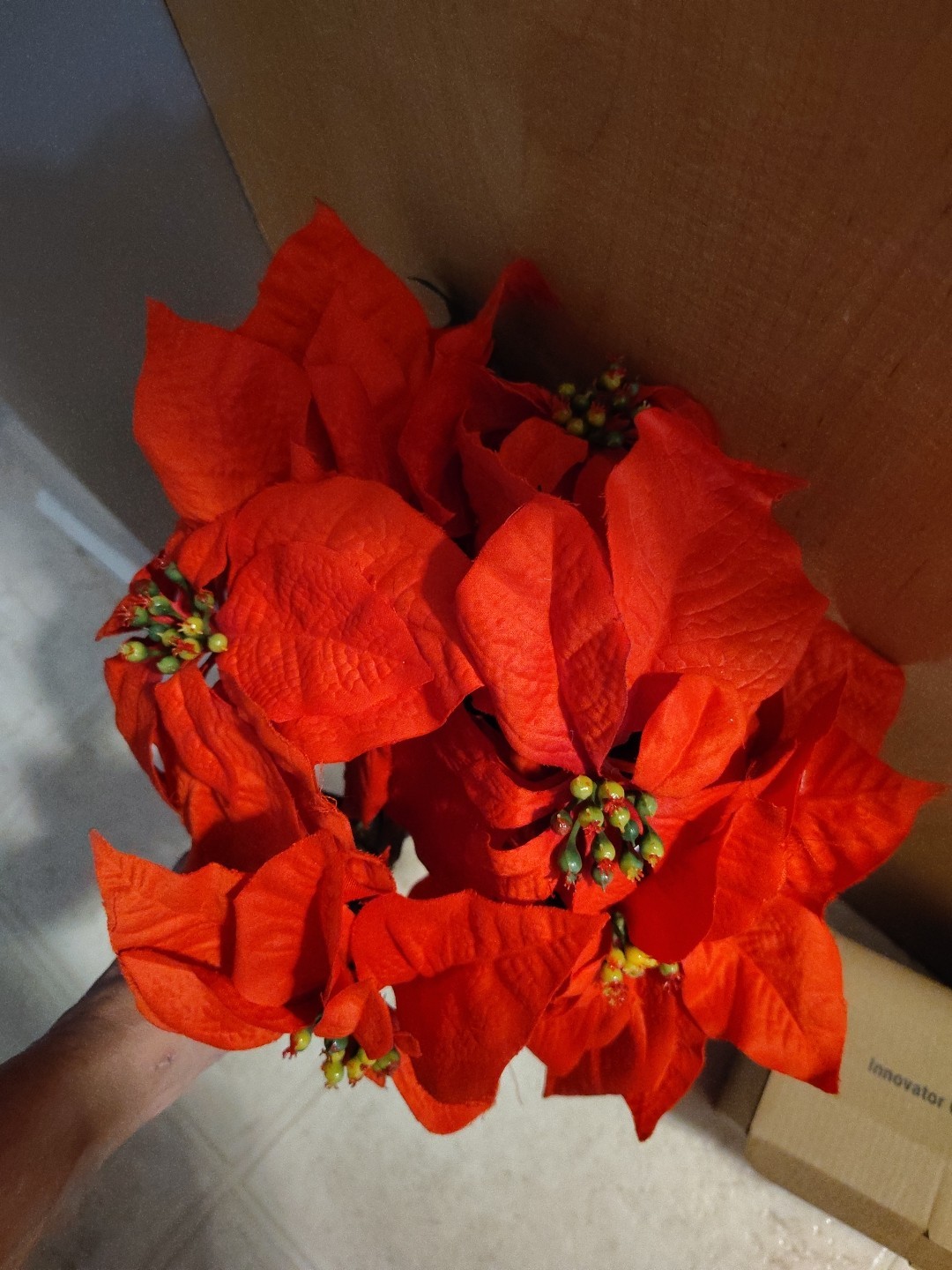 Artificial Poinsettia Deluxe Bushes 2 Bushes Artificial Christmas Flowers Red