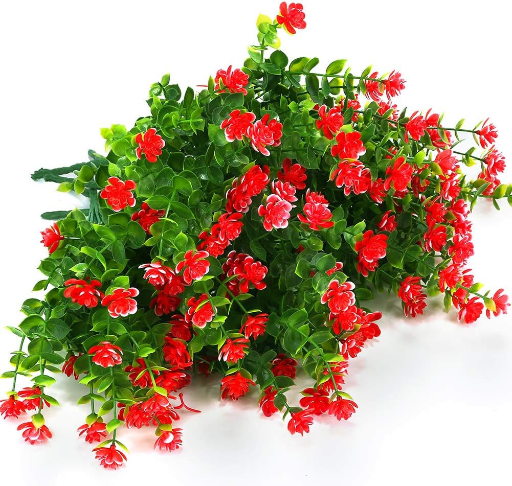 Artificial Flowers Fake Outdoor UV Resistant Boxwood Plants Shrubs 4 Pack, Faux