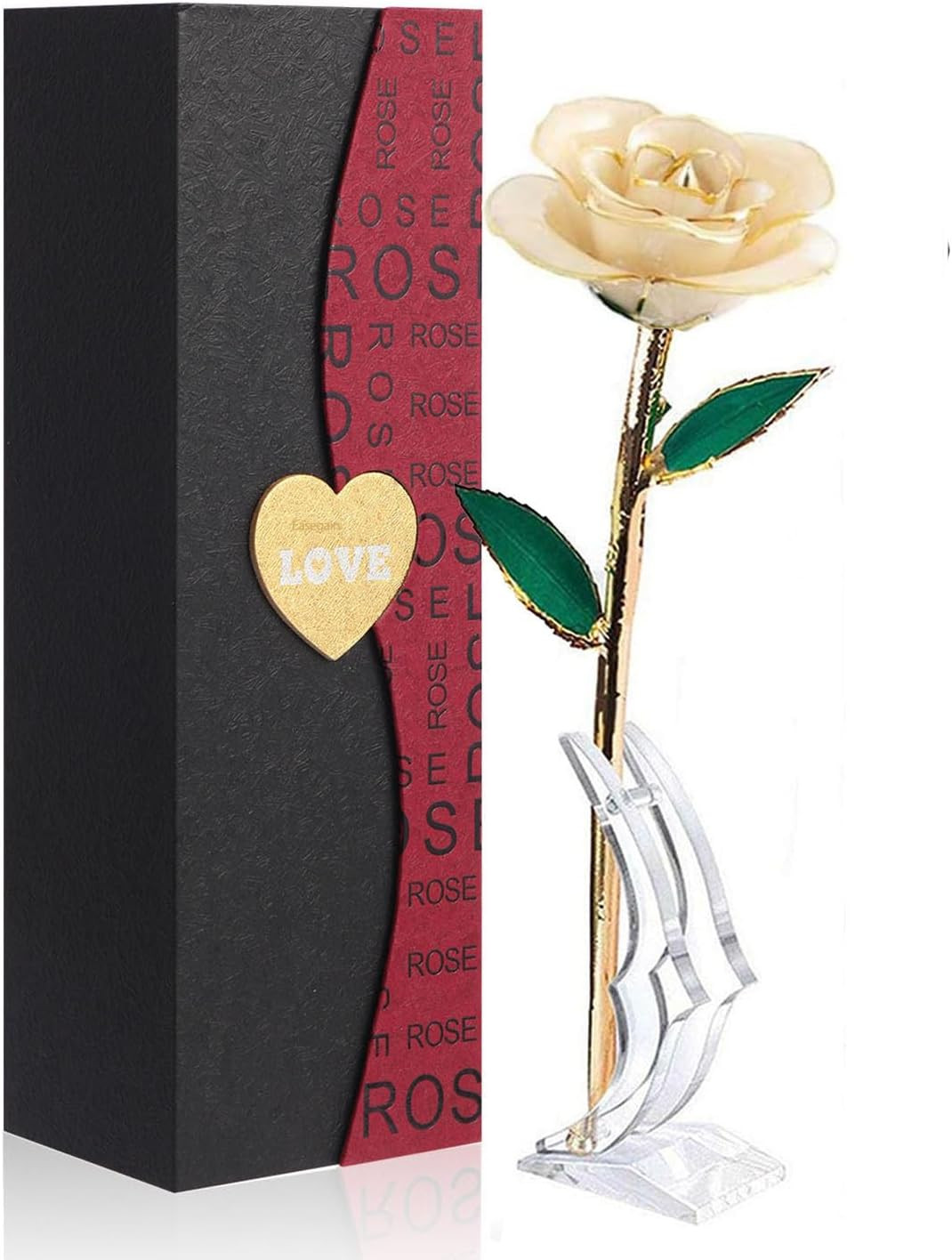 Gold Dipped Rose 24K Red Gold Plated Rose – Everlasting Long Stem Real Rose Exqu