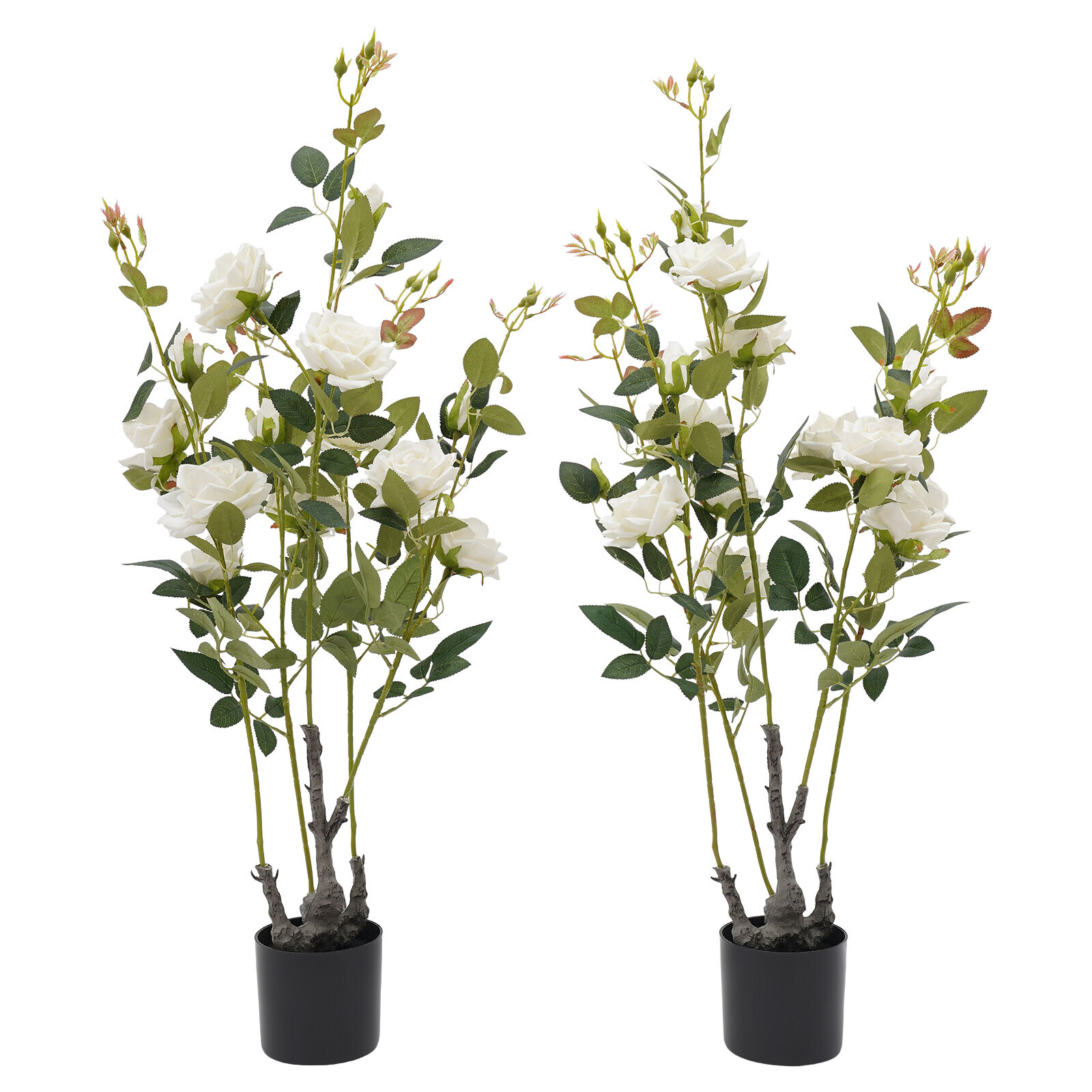 2 Pack 35.4″ Artificial Rose Tree Faux Floral Trees Artificial Flower Plant US！