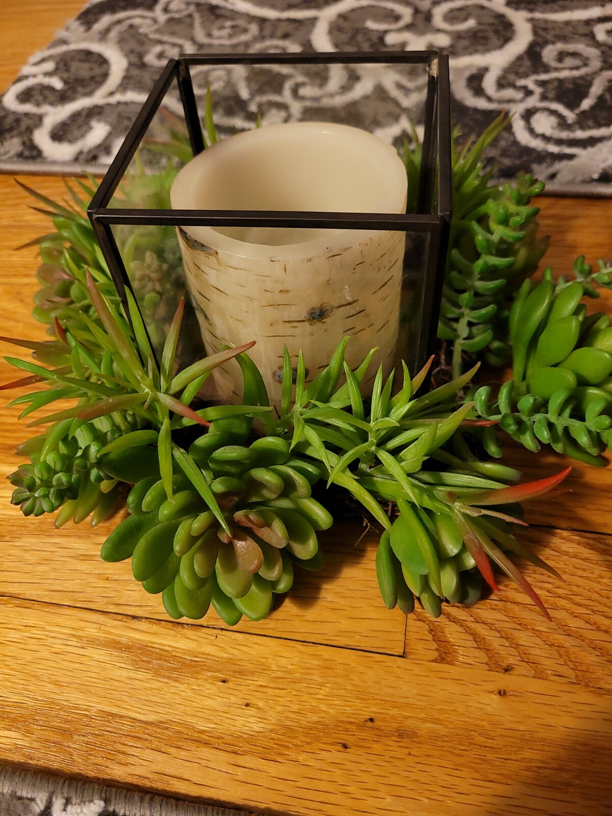 Pier 1 Imports Faux Succulent & Glass Metal Organic Candle Holder NWT Retired