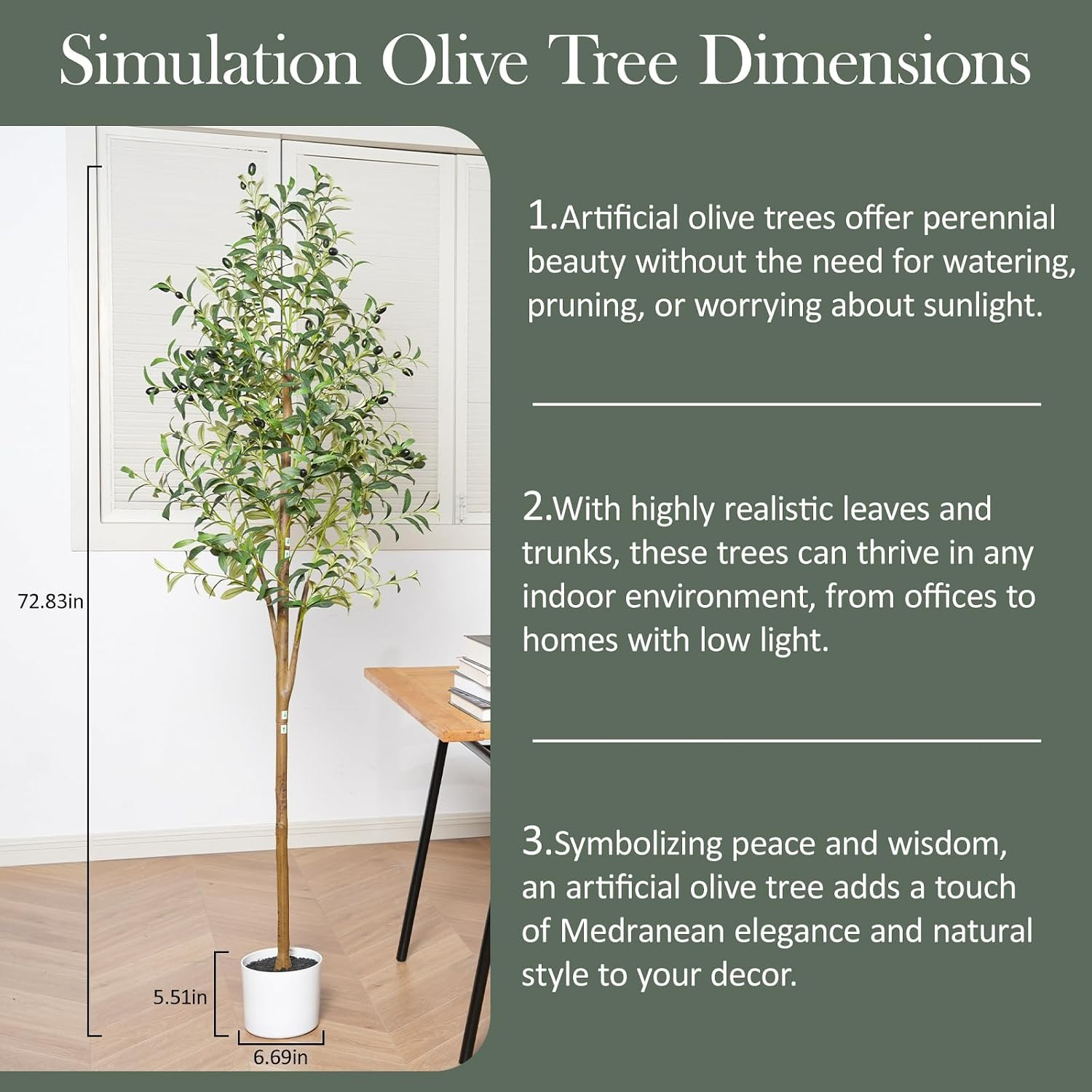 Olive Tree 6FT Fake Tree Faux Plants Indoor with Pot Artificial Tree Nearly Natu