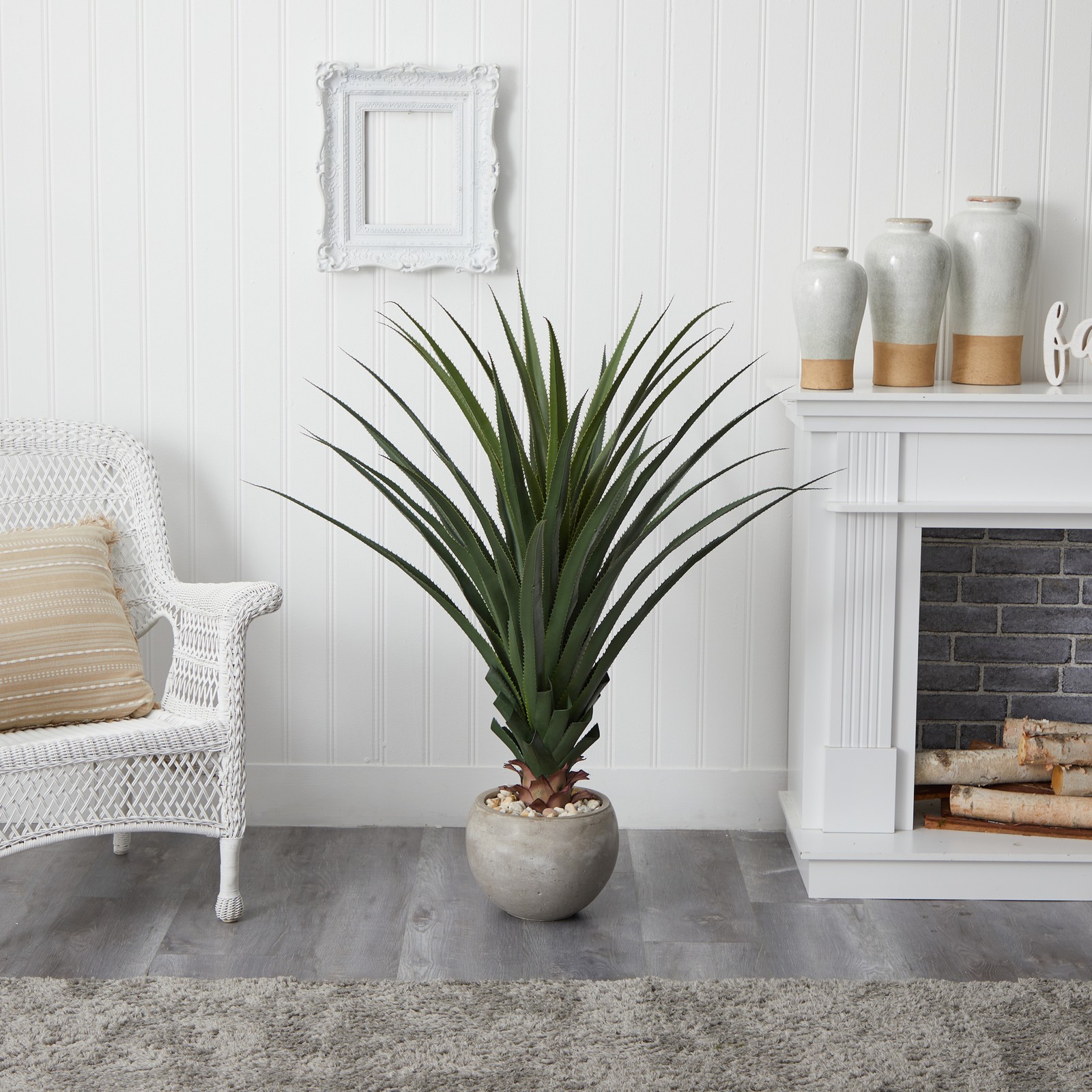Nearly Natural Spiked Agave Artificial Plant in Sand Bowl (Indoor/Outdoor)
