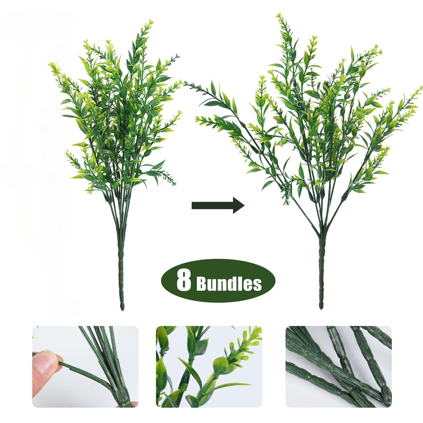 8 Bundles Artificial Flowers UV Resistant Fake Plants Outdoor Home Garden Decor
