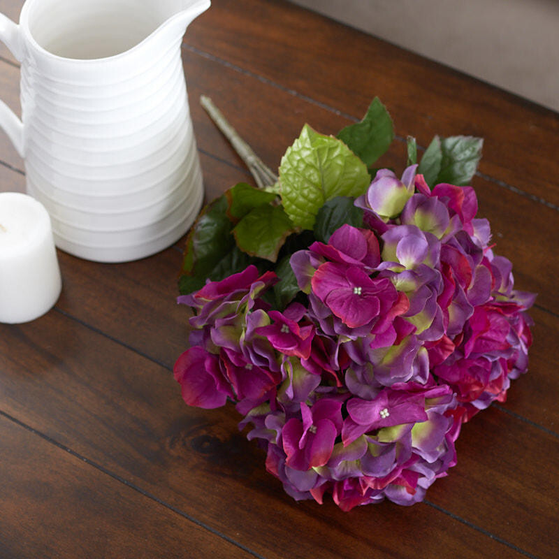 Artificial Mulberry Wine Hydrangea Silk 18″ Flower Bush
