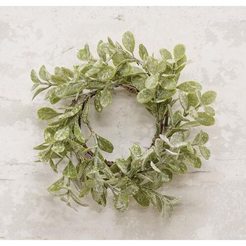 NEW LAUREL Candle Ring FLOCKED in White Snowy Look 2.5″ Opening Christmas 6″-8″W