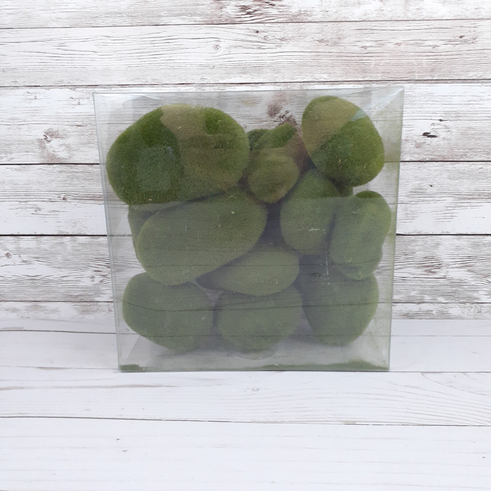 Vase Bowl Filler Tabletop Decor Faux Moss Rocks Green