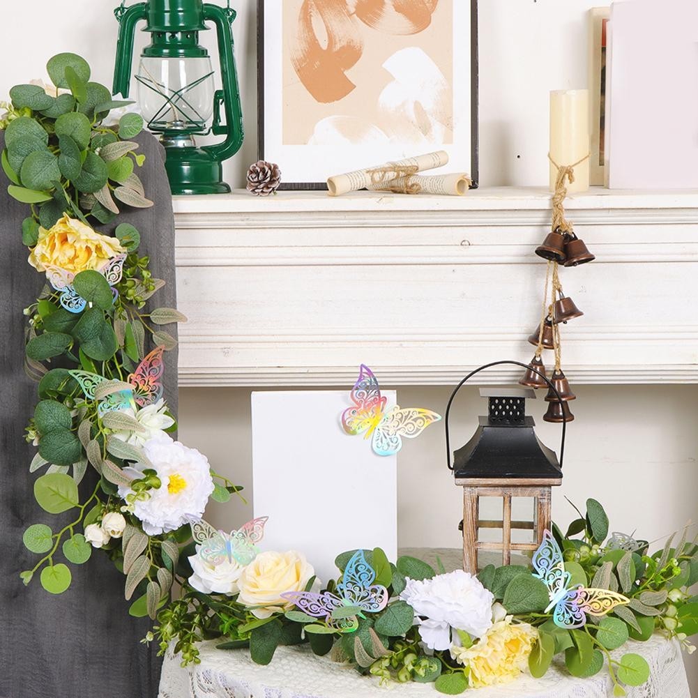 180cm Artificial Flower Garland with Decorative Butterflies for Events